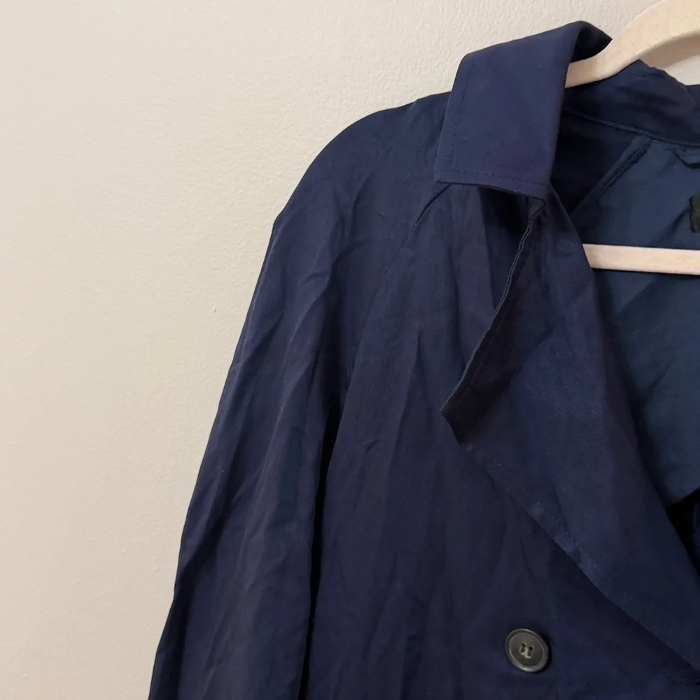 Topshop Navy Blue Trench Coat - Picture 3 of 11
